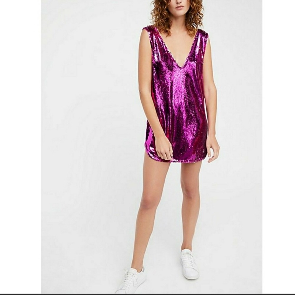 NWOT Free People Iridescent Sequin Tank Slip